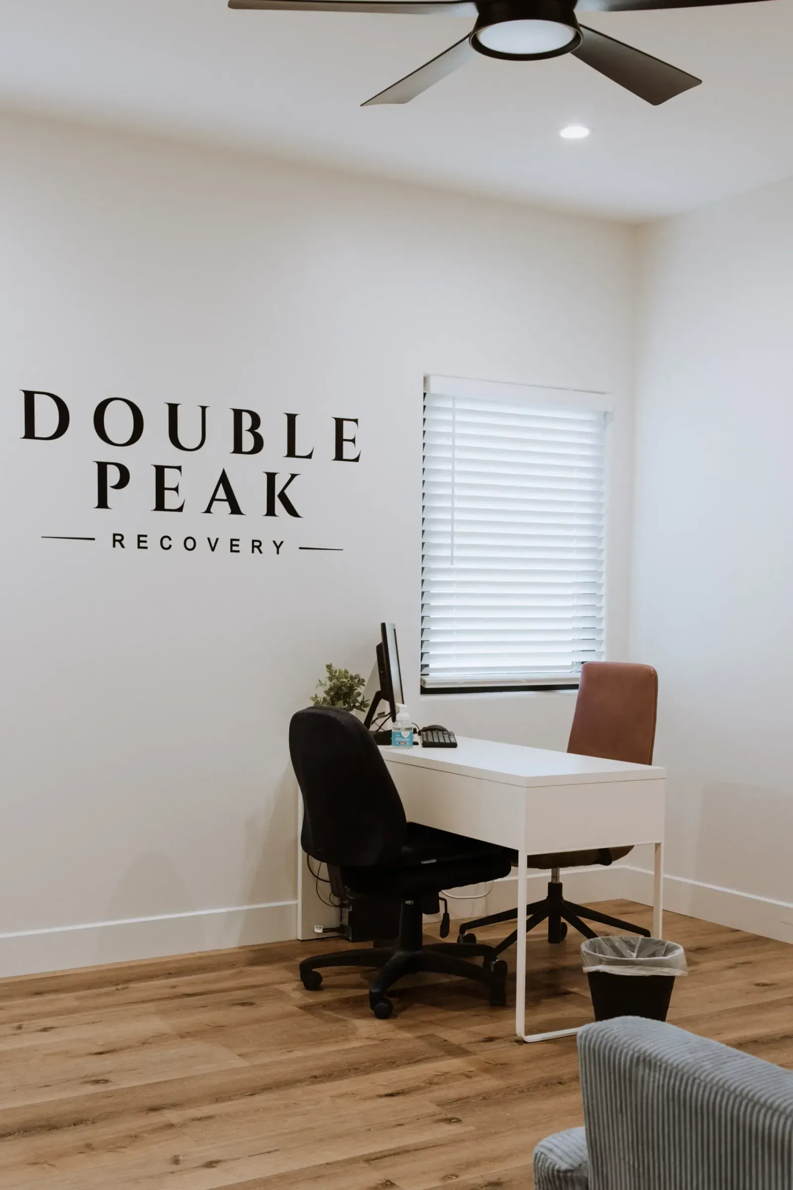 Consultation office beneath the Double Peak Recovery wall sign