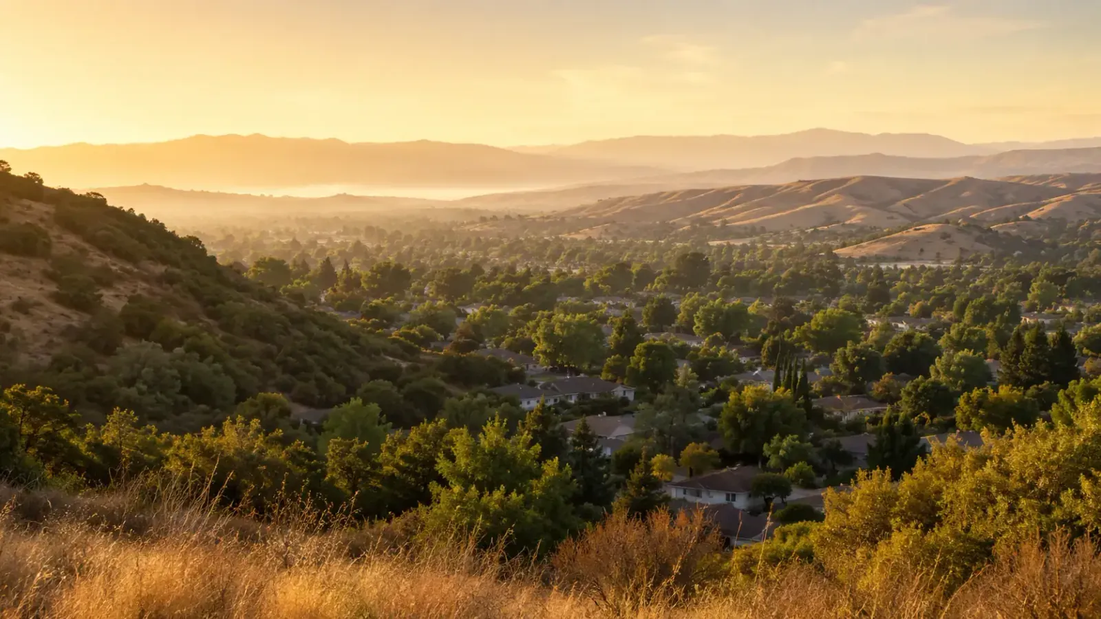 Golden morning light over the hills above Escondido, California